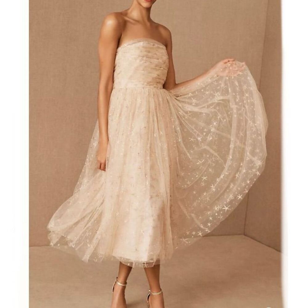 Joanna August Strapless Cream Tulle Dress
